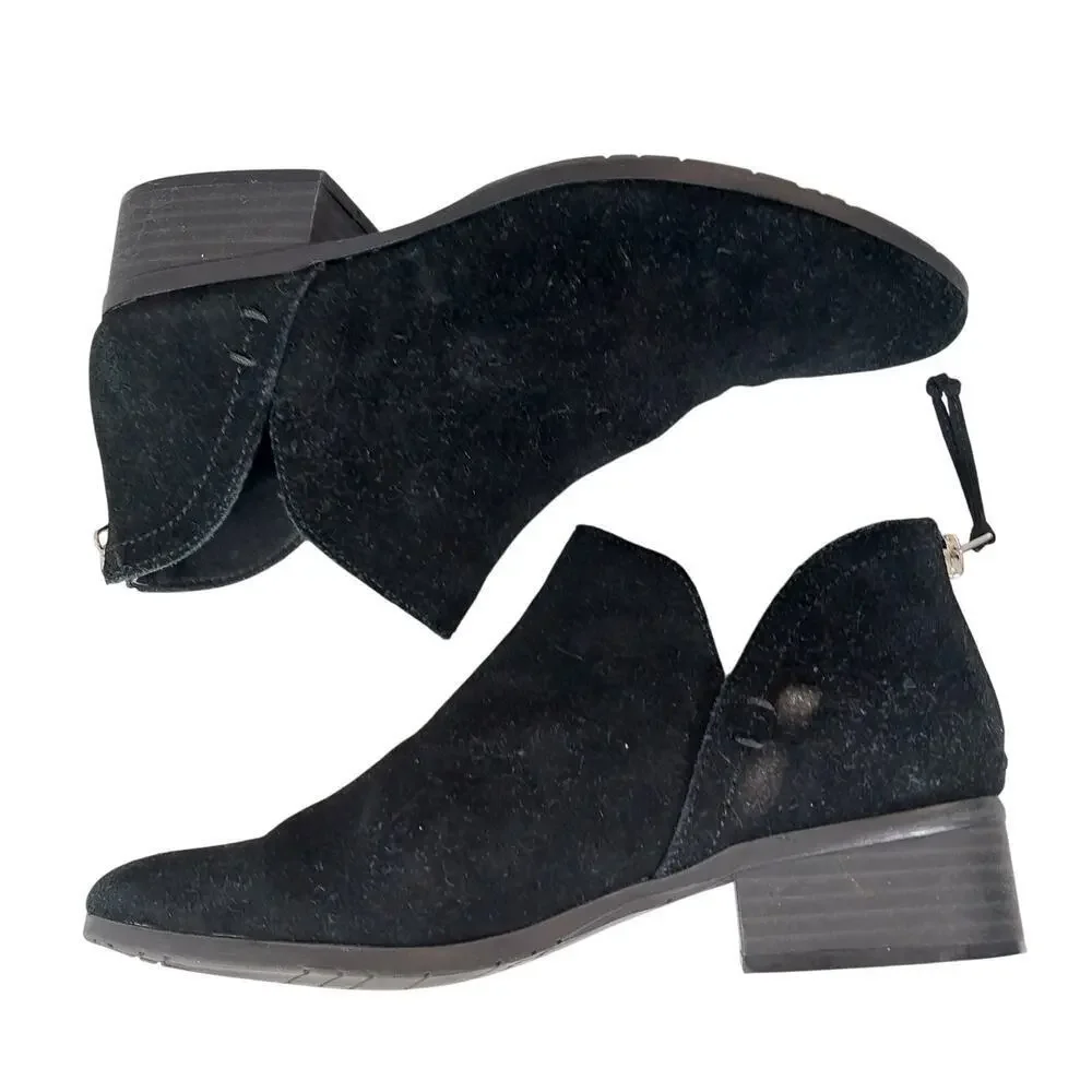 KENNETH COLE! REACTION BLACK GENUINE SUEDE LEATHER CHUNKY HEEL BOOTS! SZ 6.5M